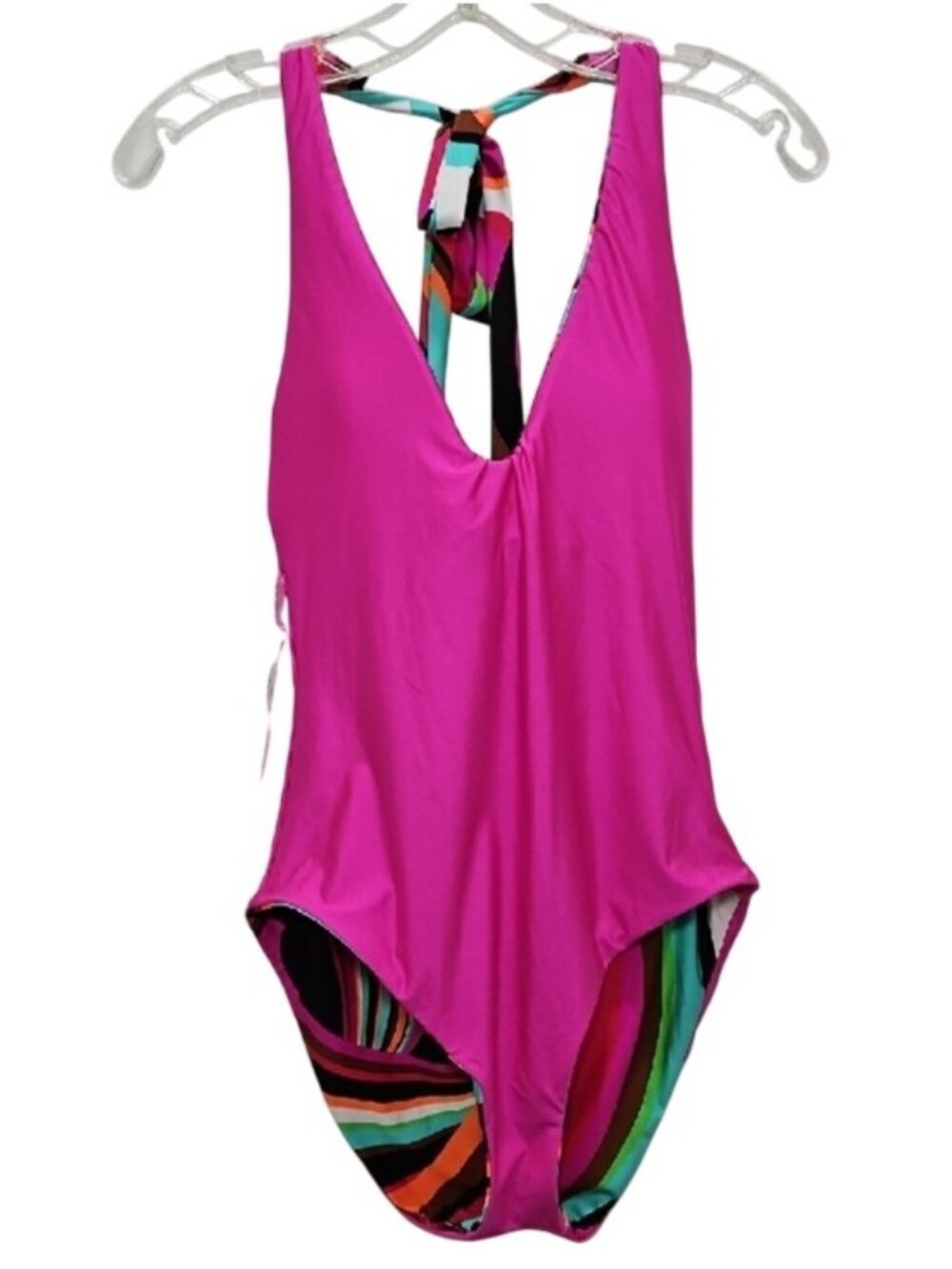 Trina Turk Reversible One Piece Swimsuit Multi-Color Swirl Pattern New Size 10 - Picture 11 of 14
